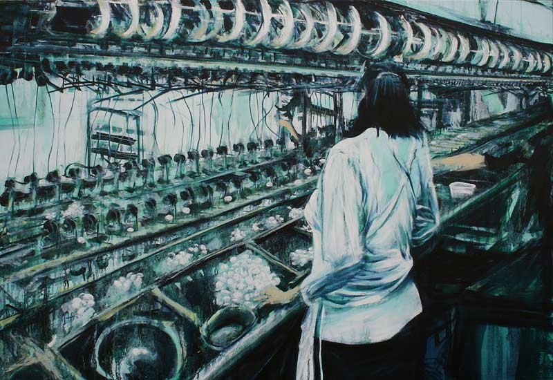 Silk Spinner in Sou Chou, China - oil painting by Lee Lee
