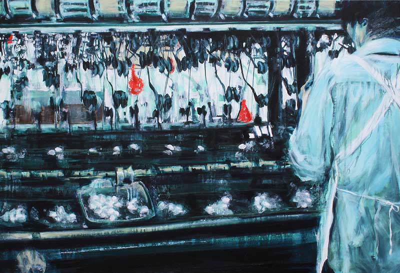 Silk Spinner in Sou Chou, China - oil painting by Lee Lee