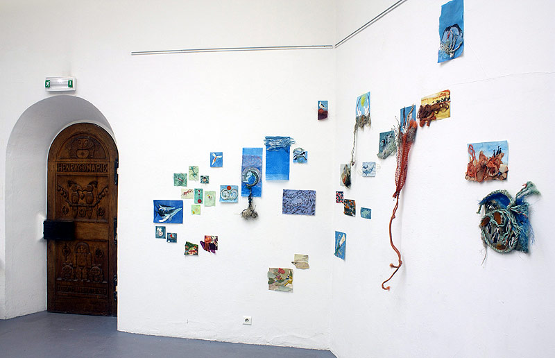 Lee Lee - mixed media artwork of plastic pollution & the impacts on the marine food web - installation view at the Chateau de la Napoule, France