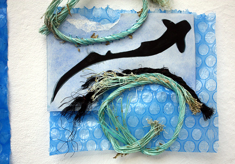 Lee Lee - mixed media artwork of plastic pollution & the impacts on the marine food web - installation view at the Chateau de la Napoule, France