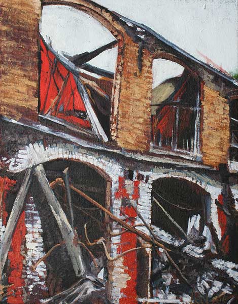 Oil painting by Lee Lee - lintheads - oil on burlap - South Carolina