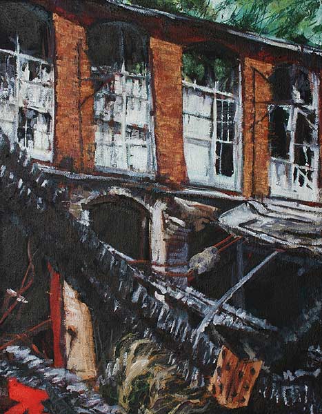 Oil painting by Lee Lee - lintheads - oil on burlap - South Carolina