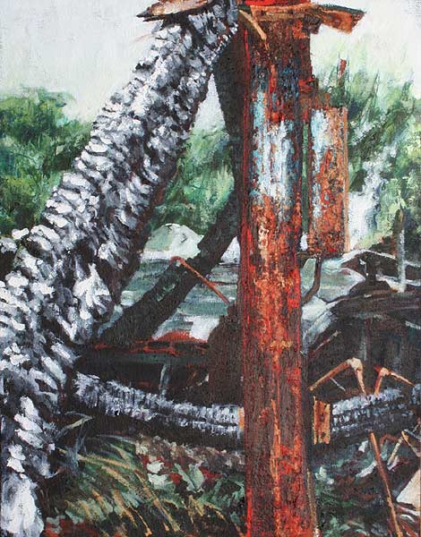 Oil painting by Lee Lee - lintheads - oil on burlap - South Carolina