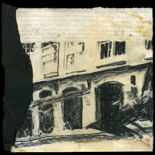 Lee Lee | lintheads | 11″ x 11″ | May 2007
Xerograph, charcoal, pencil and tar paper collaged with burnt Strathmore paper