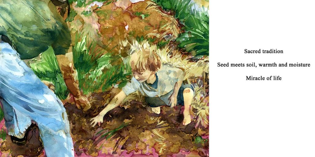 Acequia: watercolor and poetry - a multi-generational collaboration that follows the story of a year in Grandpa's garden by Lee Lee, Thatcher Gray & Peter Thatcher Leonard