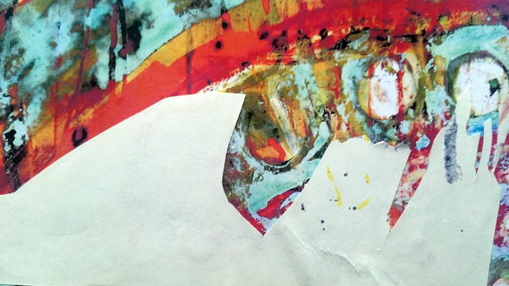 Lee Lee - Mixed media work on paper about the chemical impacts on pollinators - the Insect Apocalypse - Honeybee