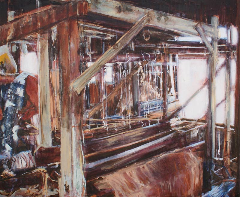 Inle Lake Cottonweavers - oil painting by Lee Lee