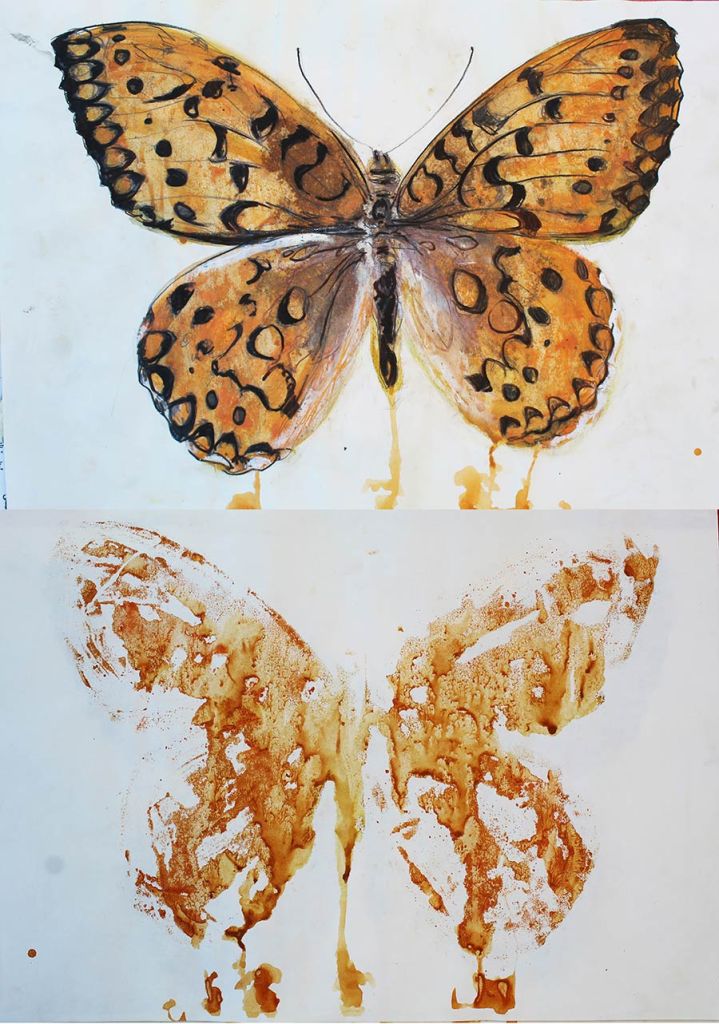 Lee Lee - endemic butterflies to la Huerta, Spain: Brenthis daphne watercolor created at AADK in Blanca