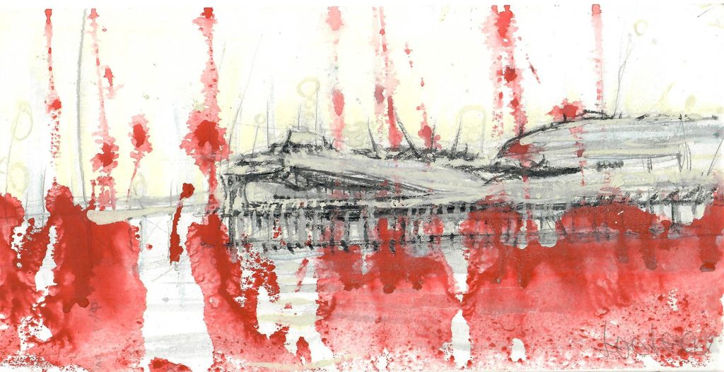 Lee Lee: Watercolor of the floating market in the Mekong Delta, Vietnam