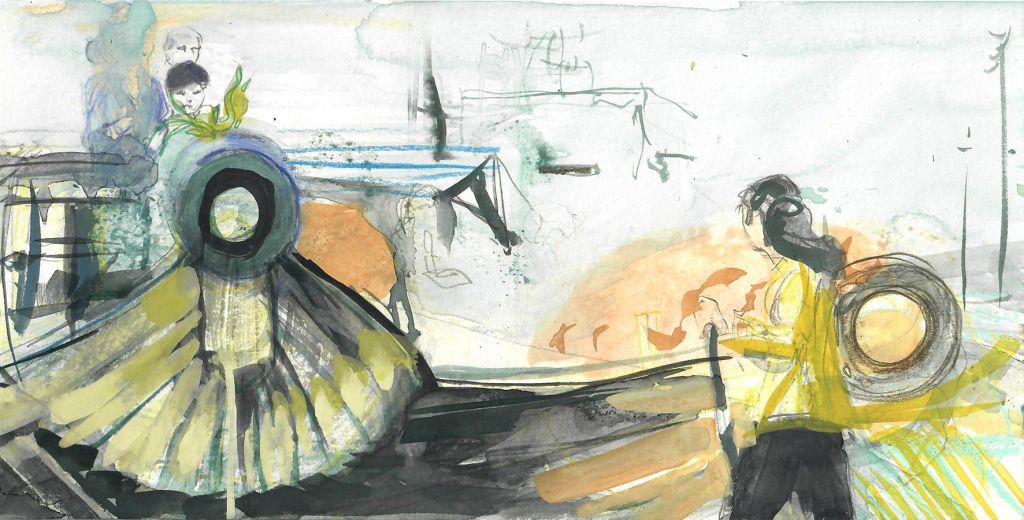 Lee Lee: Watercolor of the floating market in the Mekong Delta, Vietnam