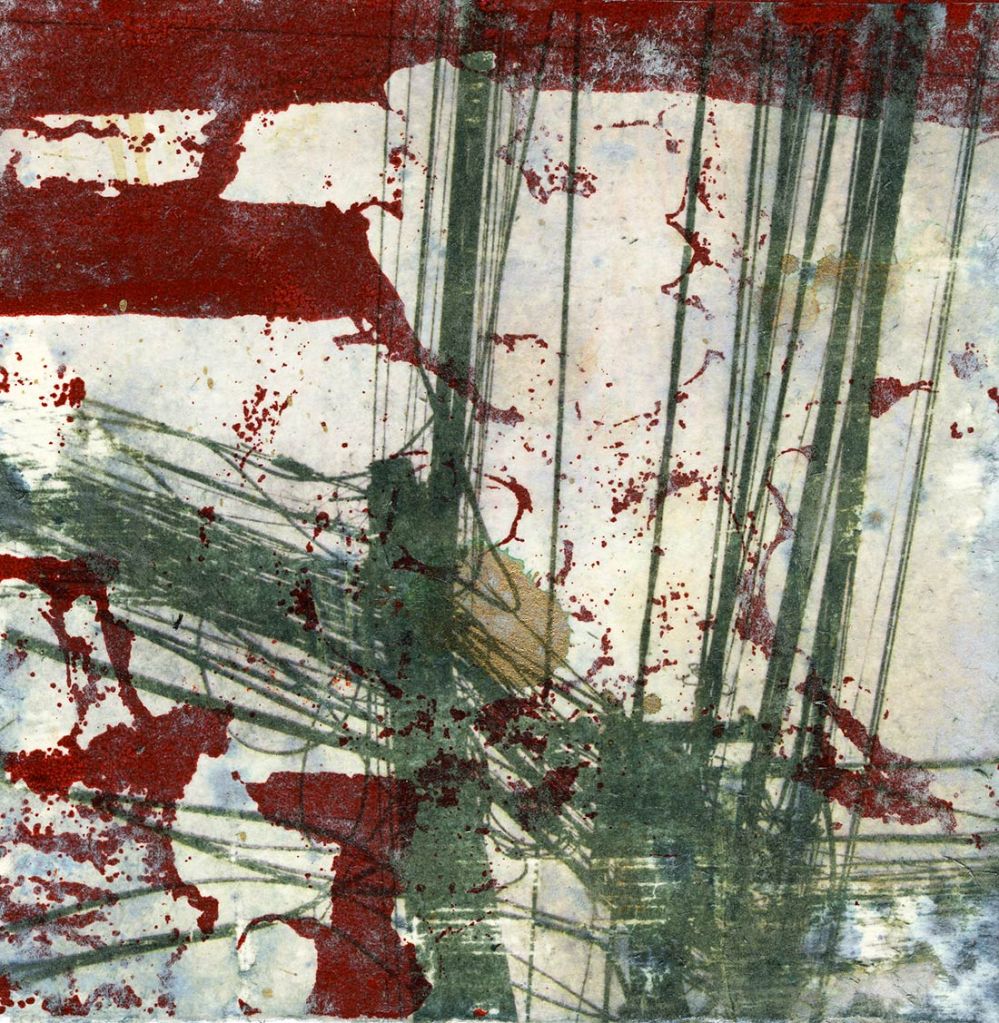 Lee Lee - mixed media artwork on paper of the impossible tangles of wires in Ho Chi Minh City, Vietnam