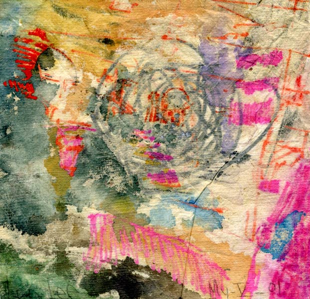 Lee Lee: Watercolor drawing & collage of the Intha market on Inle Lake in Burma