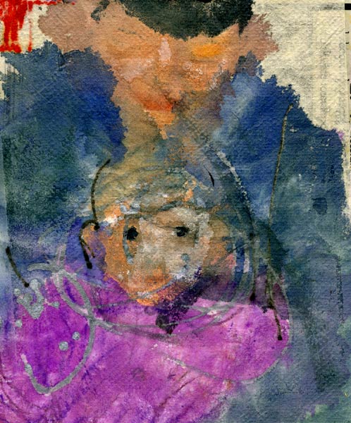 Lee Lee: Watercolor drawing & collage of the Intha market on Inle Lake in Burma