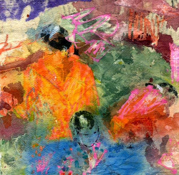 Lee Lee: Watercolor drawing of the Intha market on Inle Lake in Burma